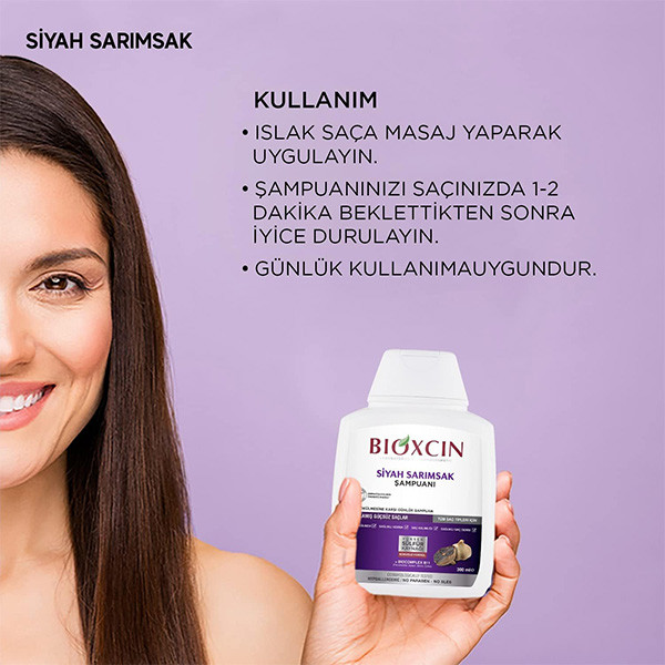 شامپو ضد ریزش سیر سیاه بیوکسین Bioxcin Black Garlic Shampoo 300Ml