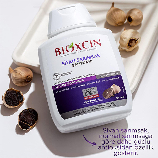 شامپو ضد ریزش سیر سیاه بیوکسین Bioxcin Black Garlic Shampoo 300Ml