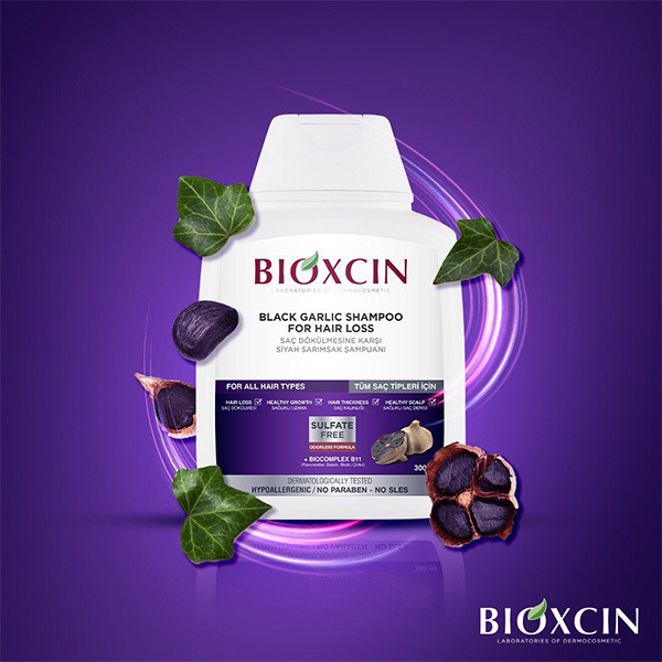 شامپو ضد ریزش سیر سیاه بیوکسین Bioxcin Black Garlic Shampoo 300Ml