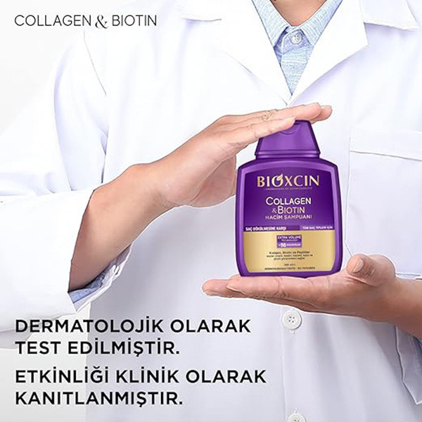شامپو حجم دهنده بیوتین کلاژن بیوکسین Bioxcin Collagen & Biotin Volumizing Shampoo 300Ml