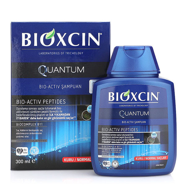 شامپو ضد ریزش موهای خشک و معمولی کوانتوم بیوکسین Bioxcin Quantum Bio Active Shampoo 300Ml