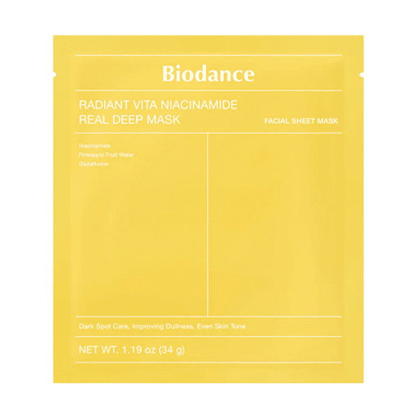 ماسک صورت ویتا نیاسینامید روشن کننده بایودنس Biodance Radiant Vita Niacinamide Real Deep Mask