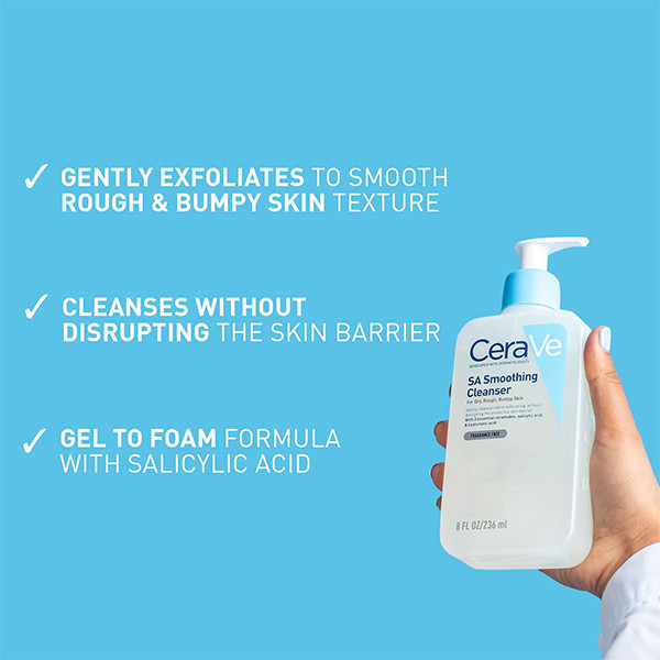 ژل شوینده پوست خشک و دهیدراته ضد جوش سراوی Cerave Sa Smoothing Cleanser 236Ml