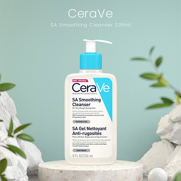 ژل شوینده پوست خشک و دهیدراته ضد جوش سراوی Cerave Sa Smoothing Cleanser 236Ml